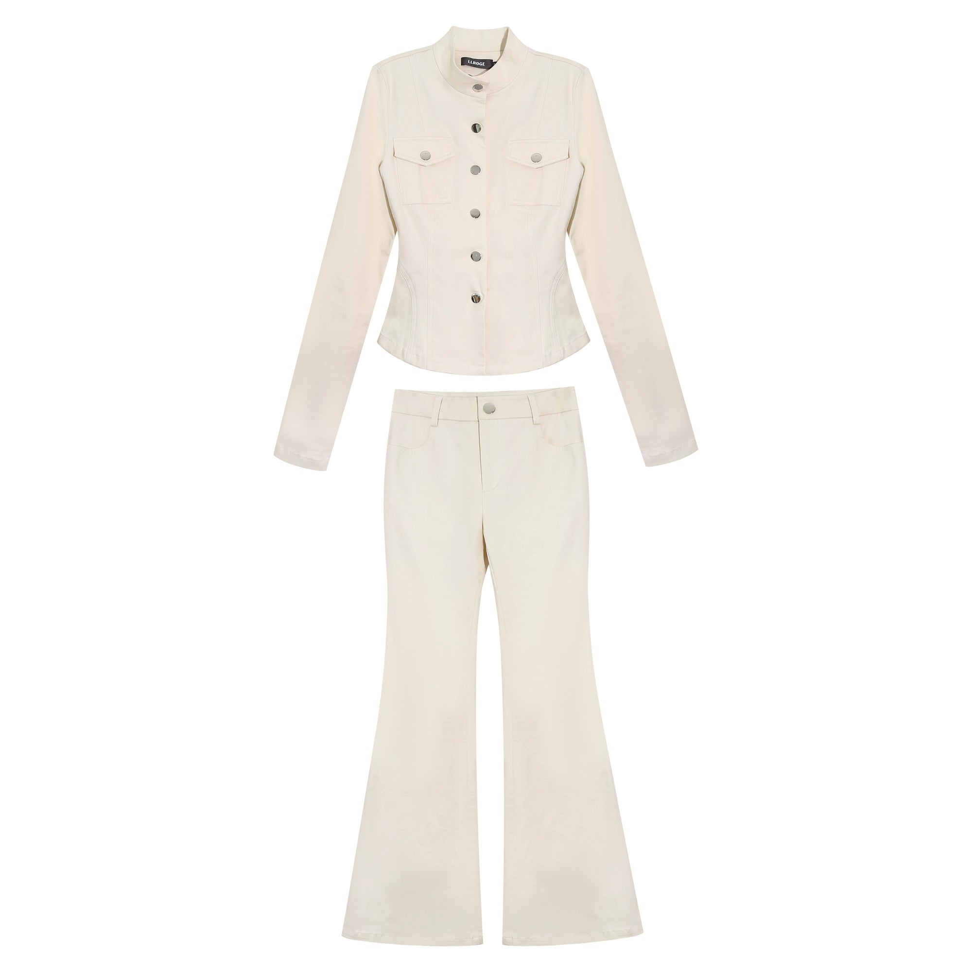 LLROGE Tooling Wind Stand-up Collar Long-sleeved Low-rise Micro-pull Pants Set