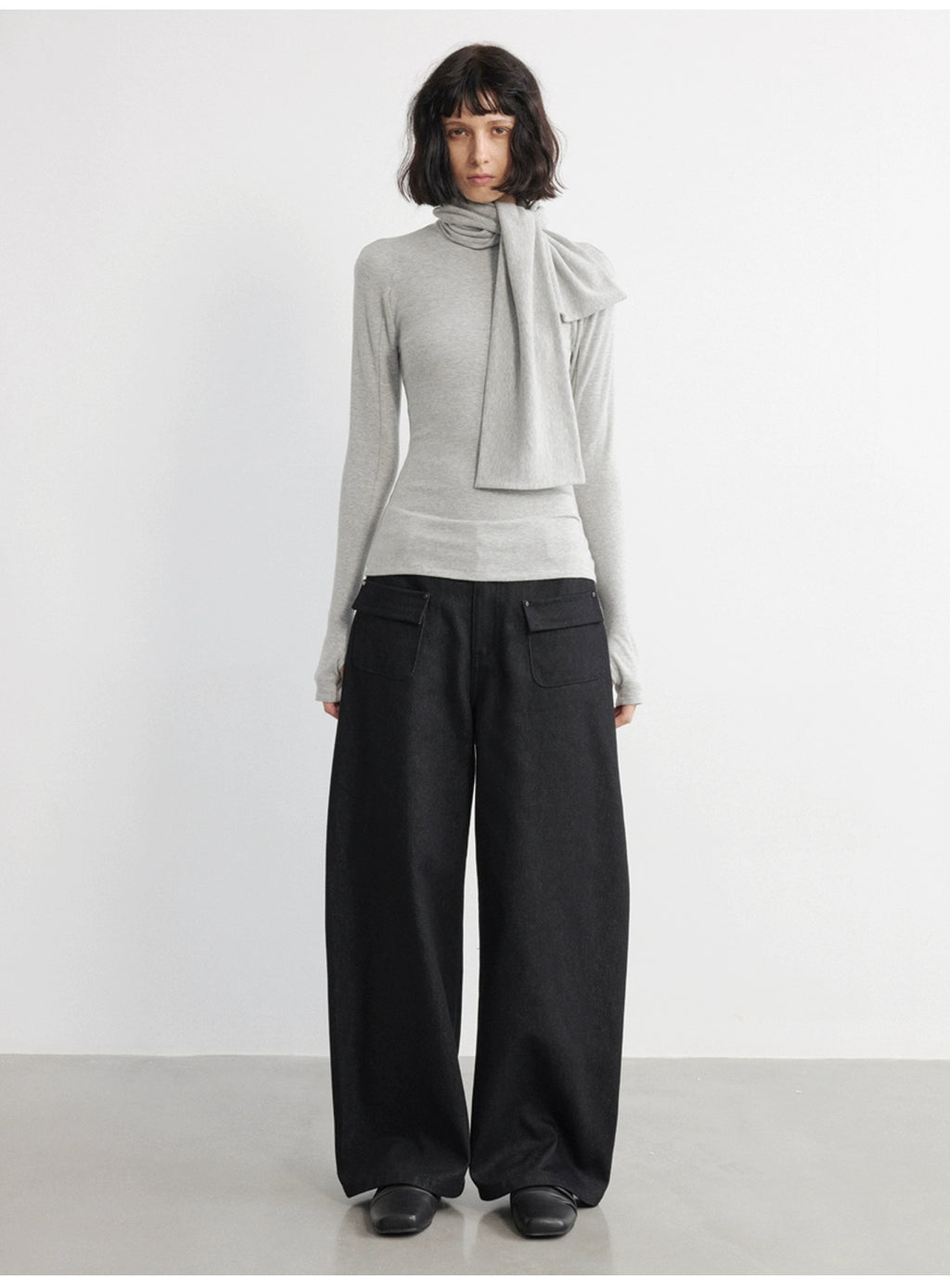 JCAESAR WOMEN Scarf Neckline Strap Long Sleeve