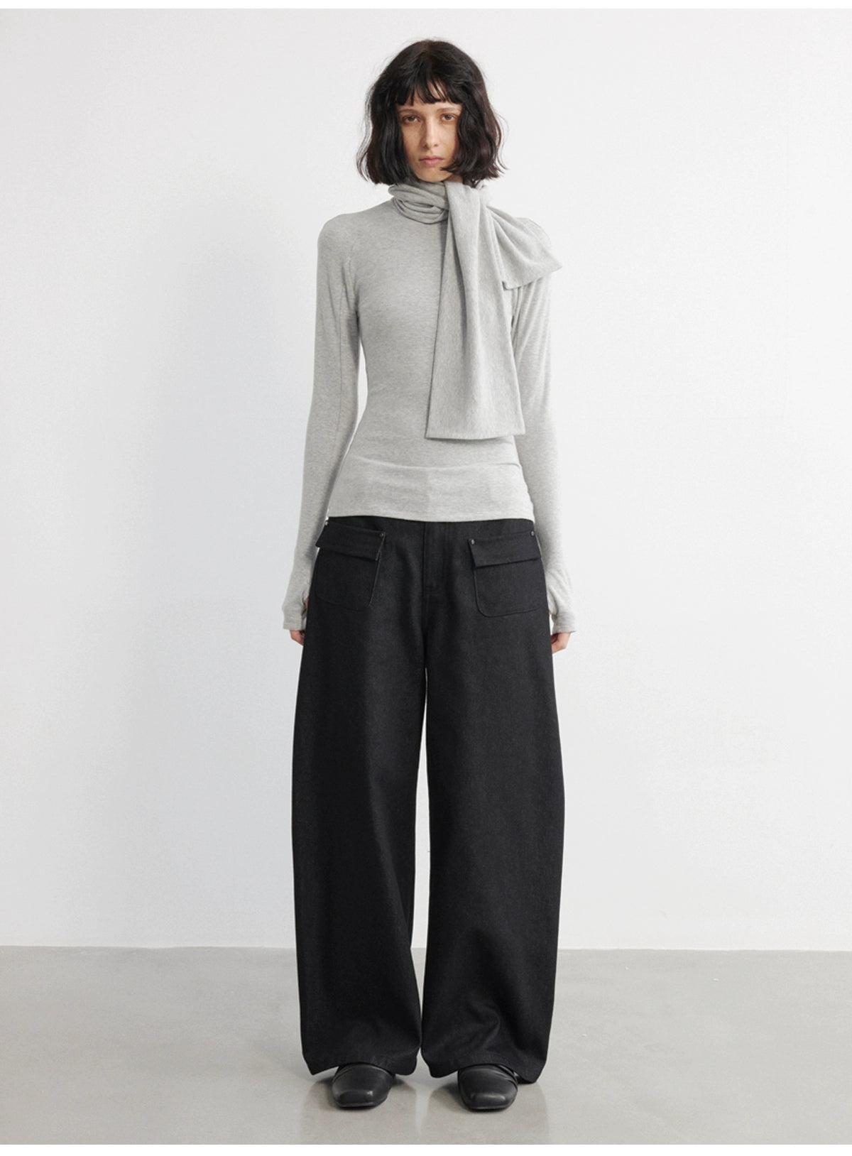 JCAESAR WOMEN Scarf Neckline Strap Long Sleeve