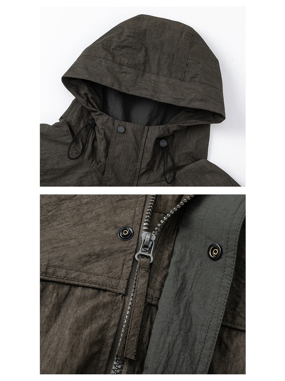 UNF Contrasting Splicing Premium Simple Hooded Jacket