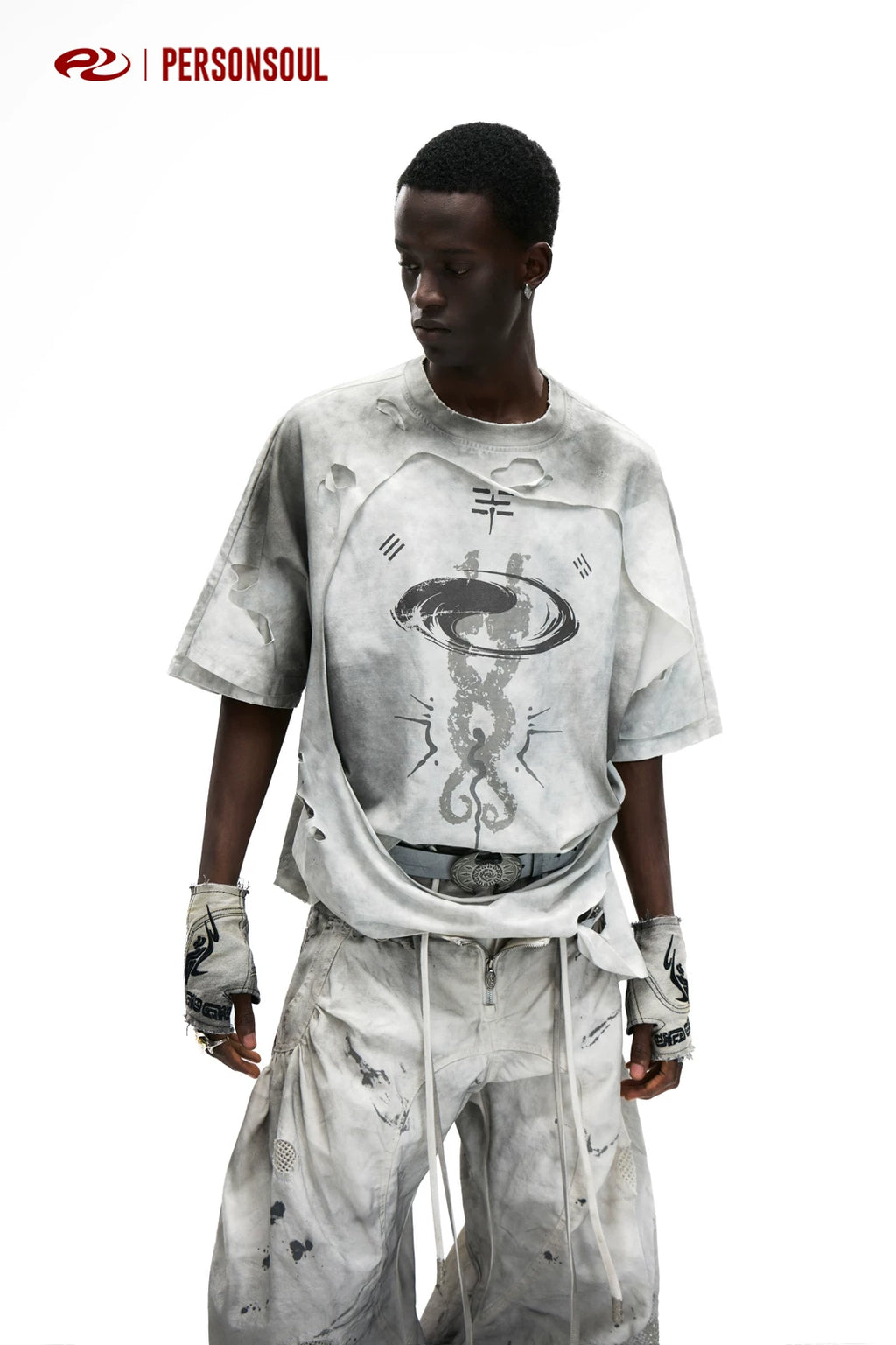 PERSONSOUL Irregular Breaking Loose Tee