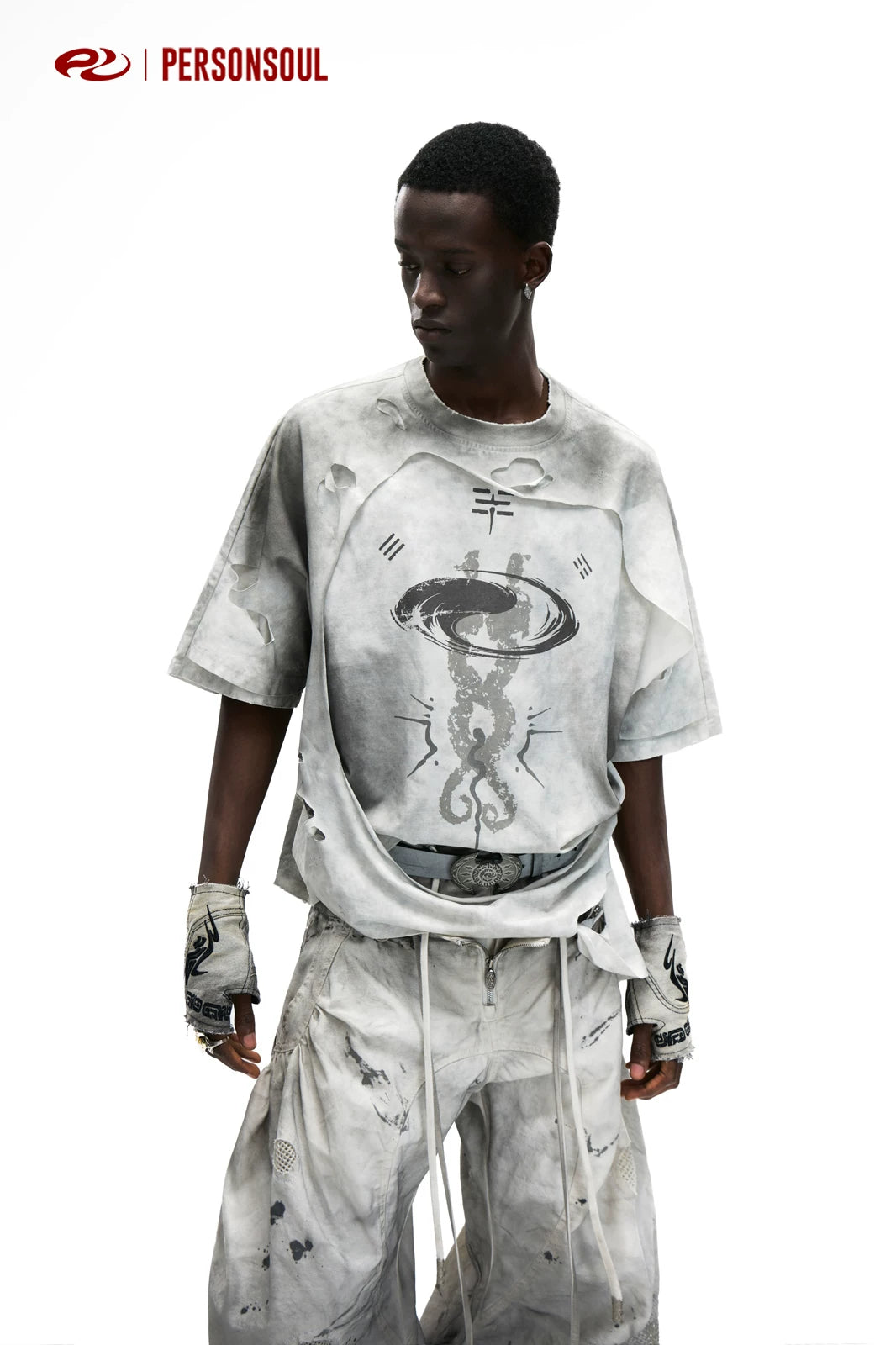 PERSONSOUL Irregular Breaking Loose Tee