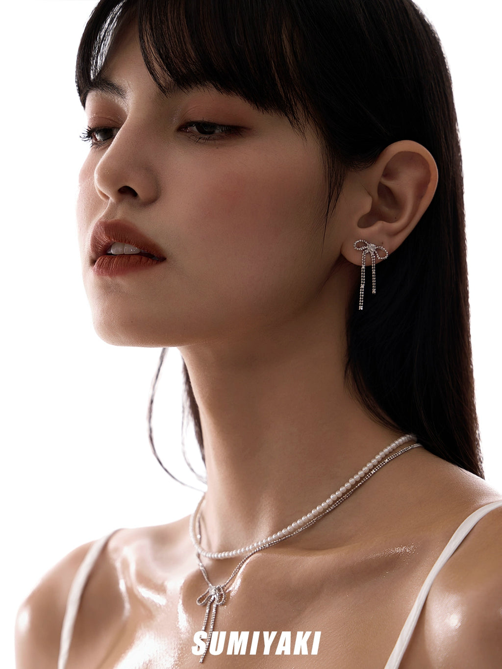 SUMIYAKI Double Bow Pearl Necklace