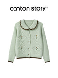 Cantonstory Soft Waxy Sweet Lapel Knit Sweater