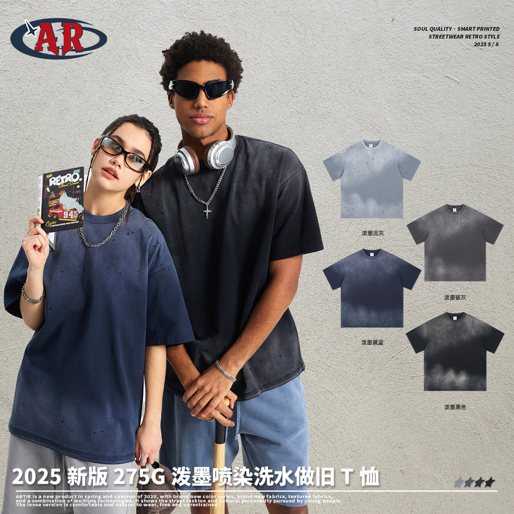 ARTIE Ink Spray Dyeing Old Washing Water Retro Tee