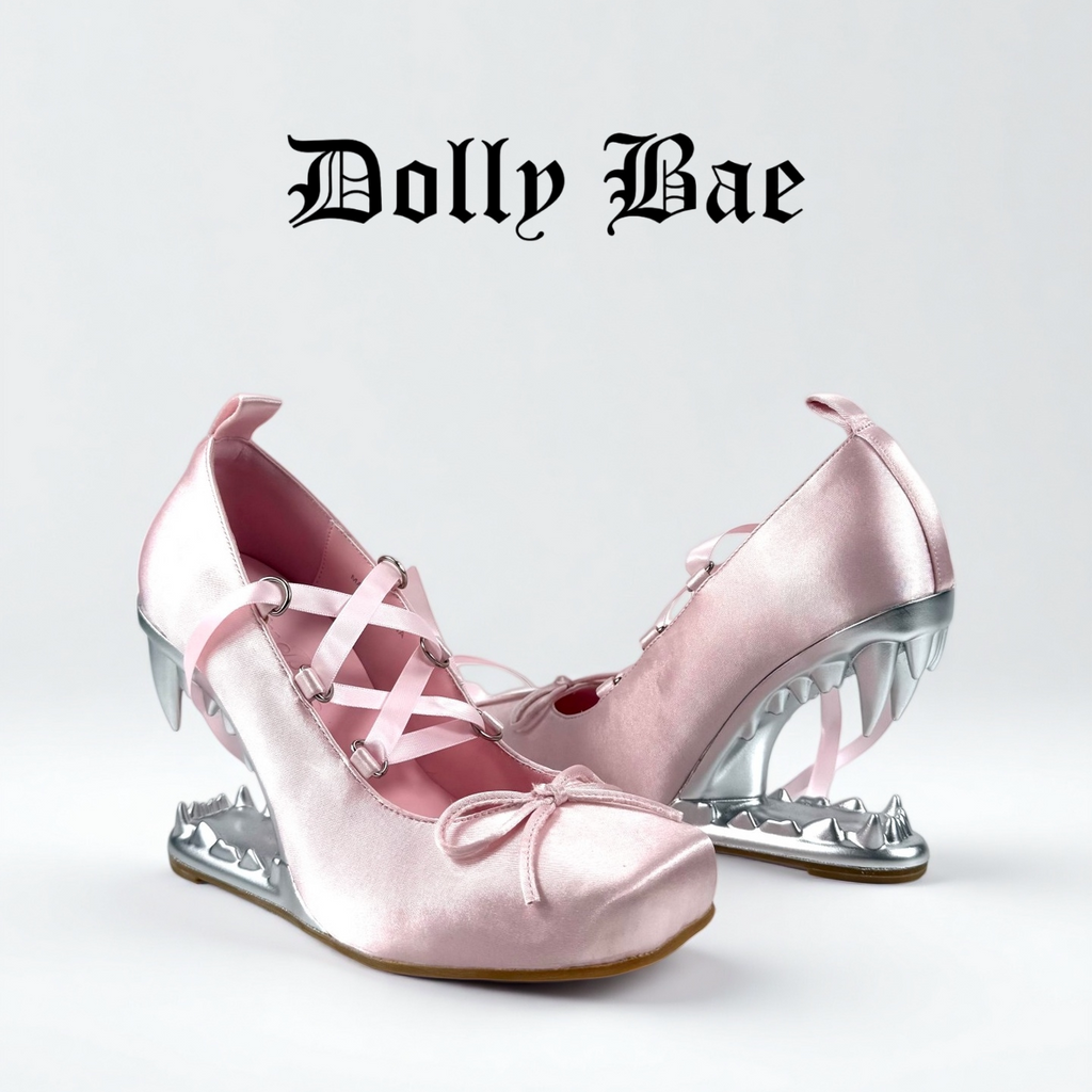 Dollybae Square Head Bow Ribbon Ballet Shoes