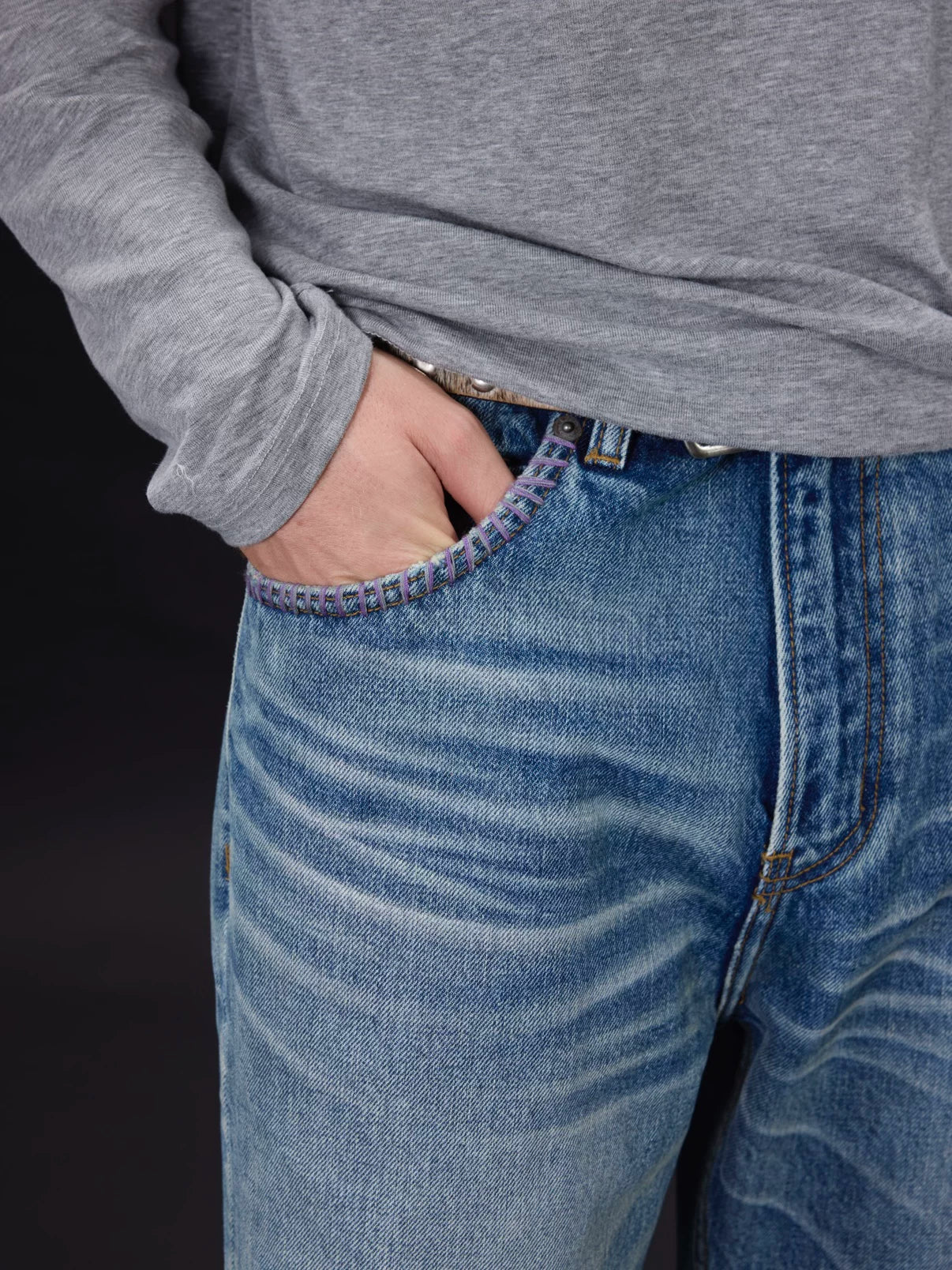 VOWPROGRESS Hand Stitch pocket Jeans
