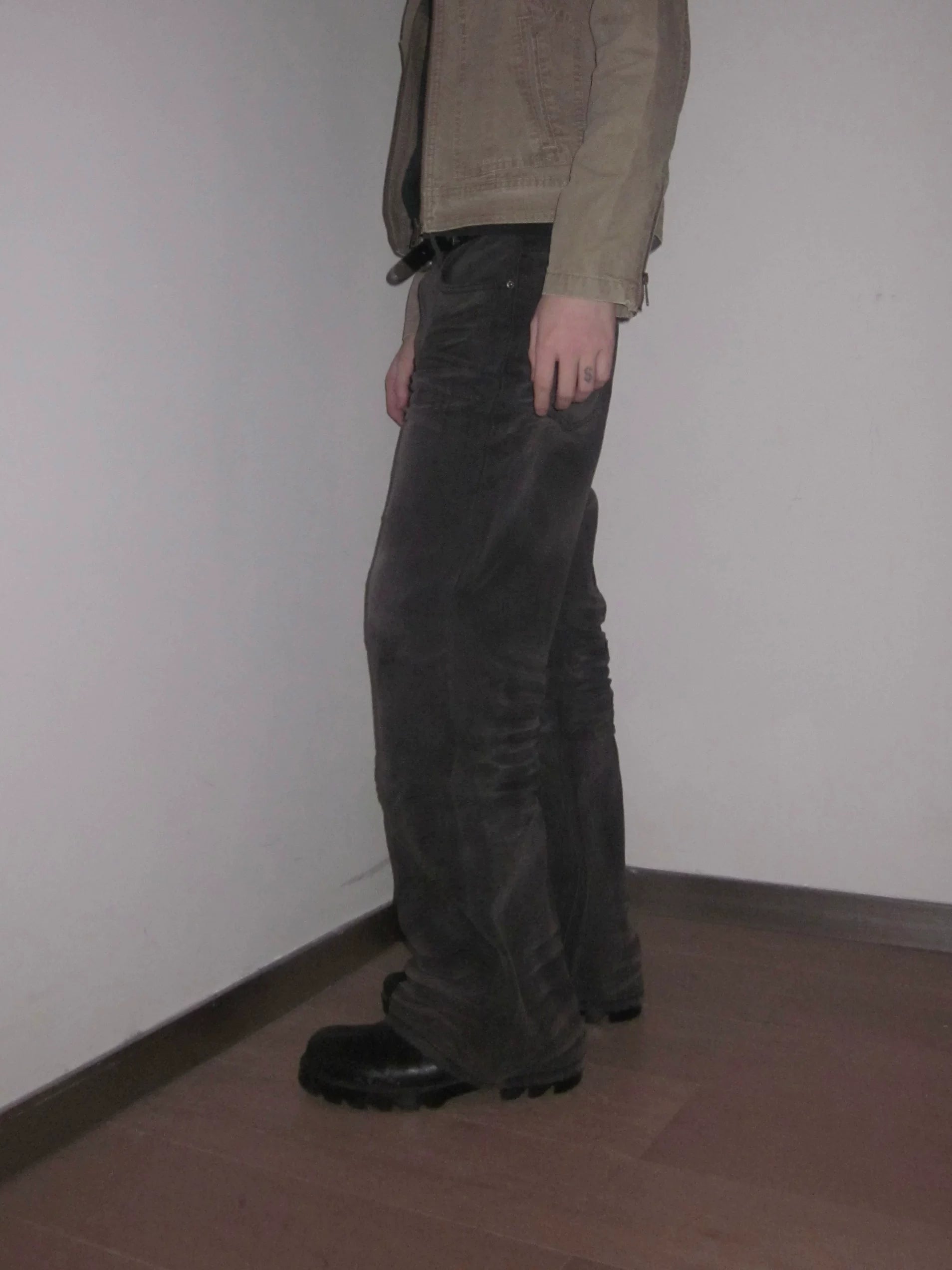 URRRGE Heavy-duty Three-dimensional Crumpled Cat Whisker Denim