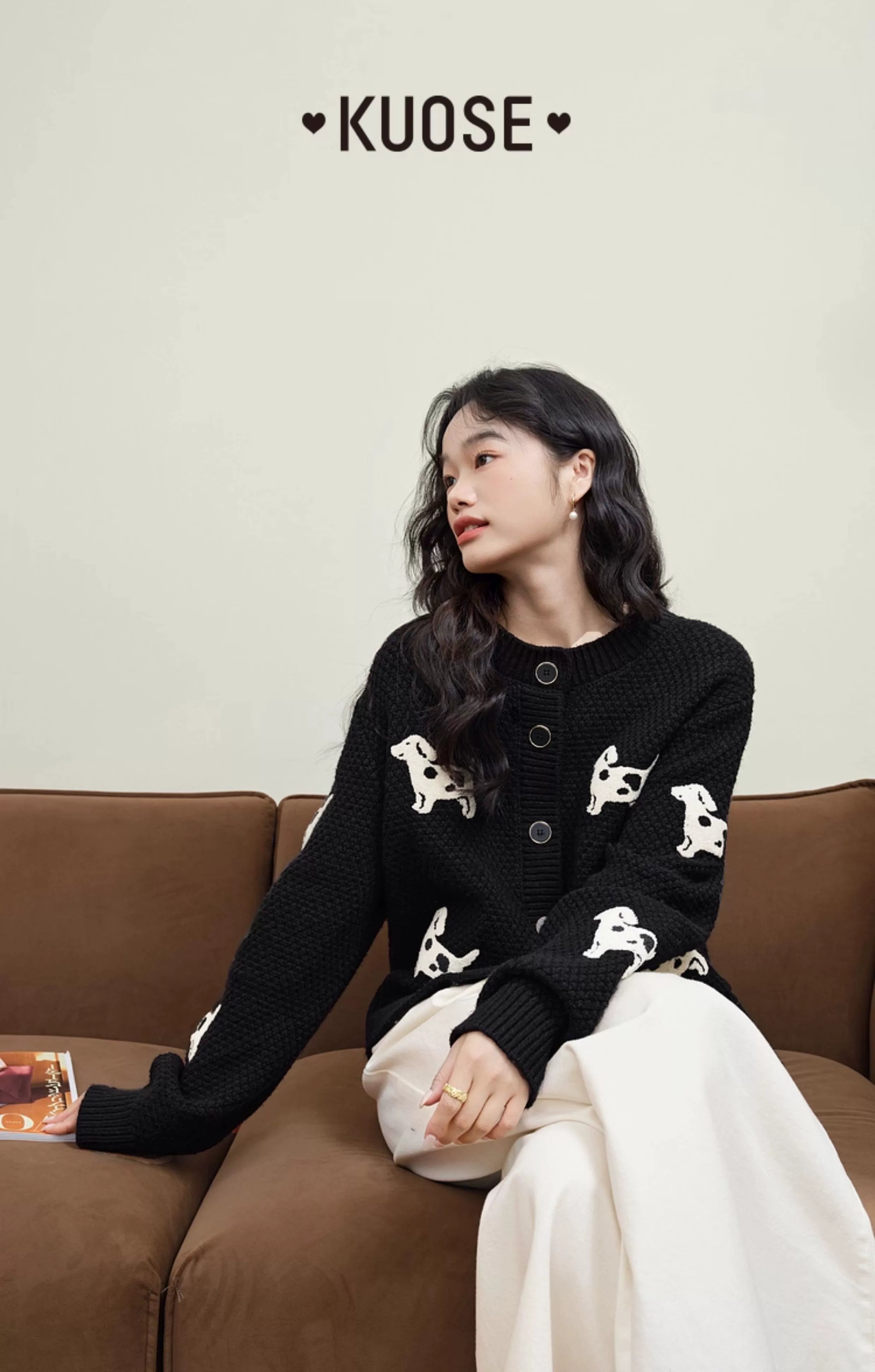 Kuose Puppy Lazy Knit Sweater