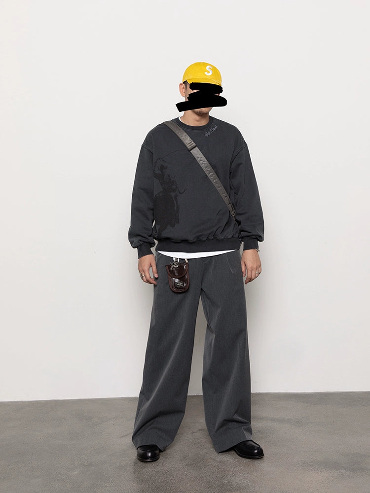 SUPERTOFU Makes Old Denim Pattern Crew Neck Sweater