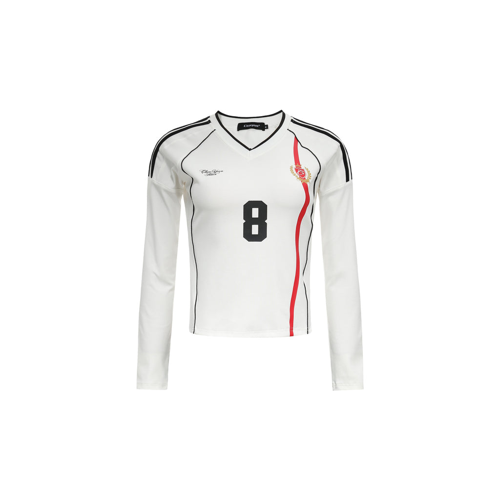 CHANYOOU Vintage Striped V-Neck Sports Long Sleeve