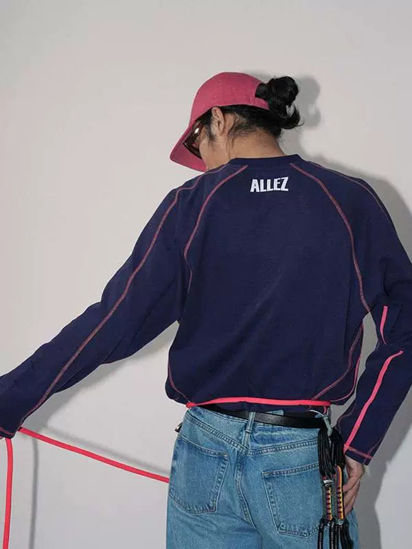 O3PARK Casual Shoulder Retro Sports Tee