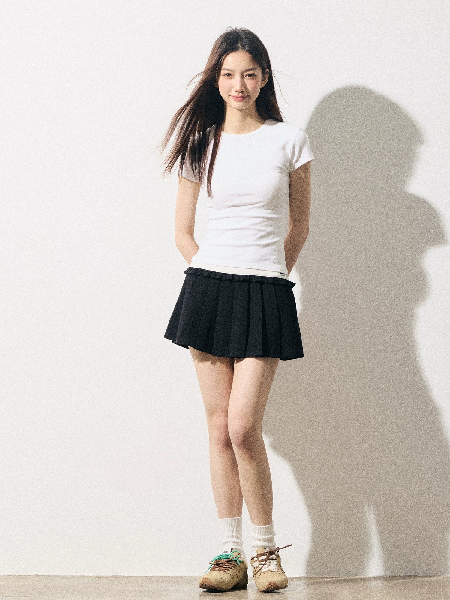 RPB BRAND Vintage College High Waist Skinny Ballet Pleated Skirt