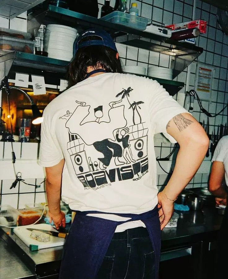 Wang Youbing Minimalist Line Printing Casual Tee