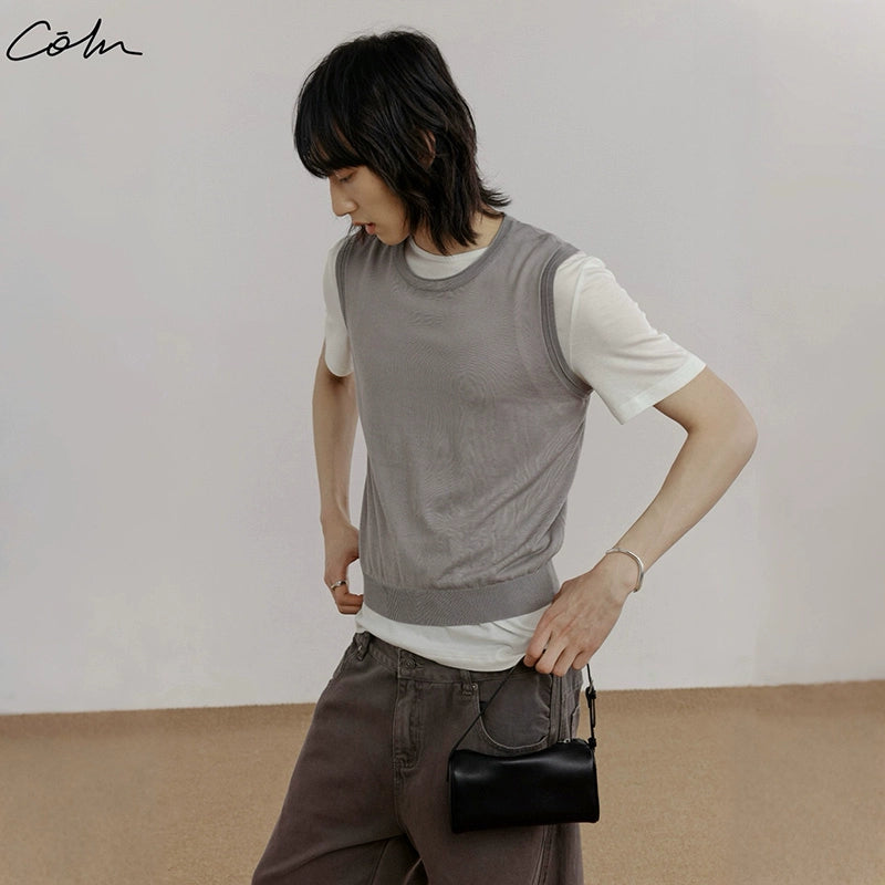 COLN Micro-transparent Knitted Vest