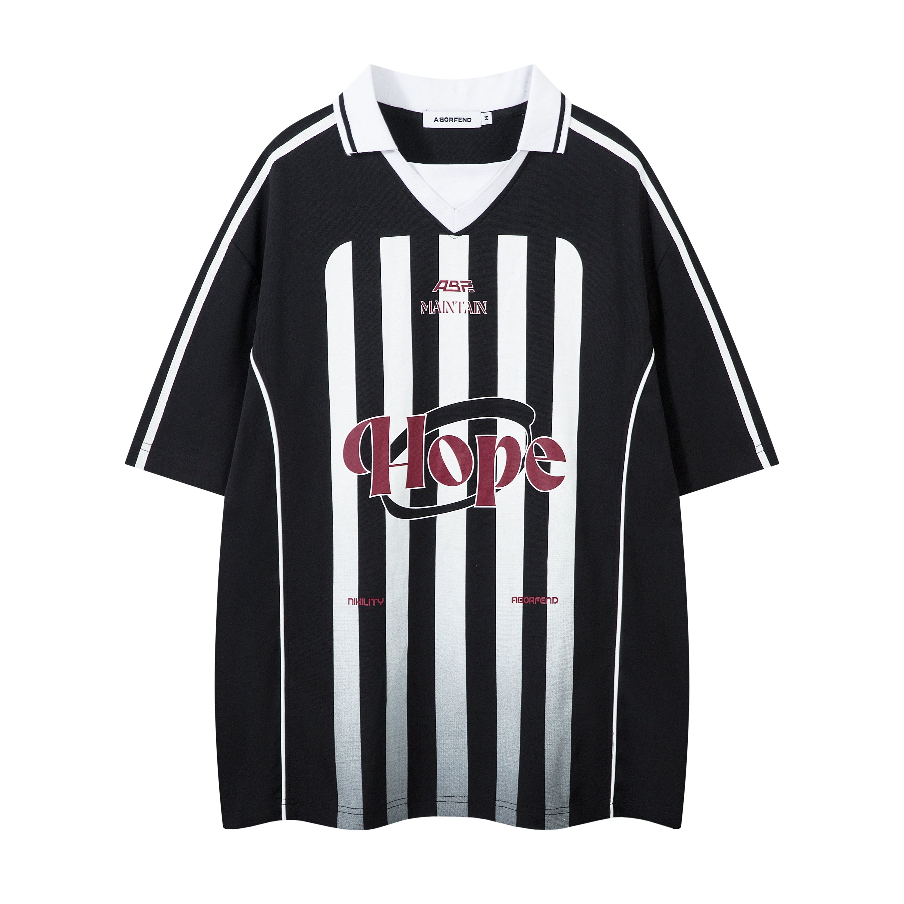 BeOurRule Vintage Striped Polo Shirt V-neck Loose Tee