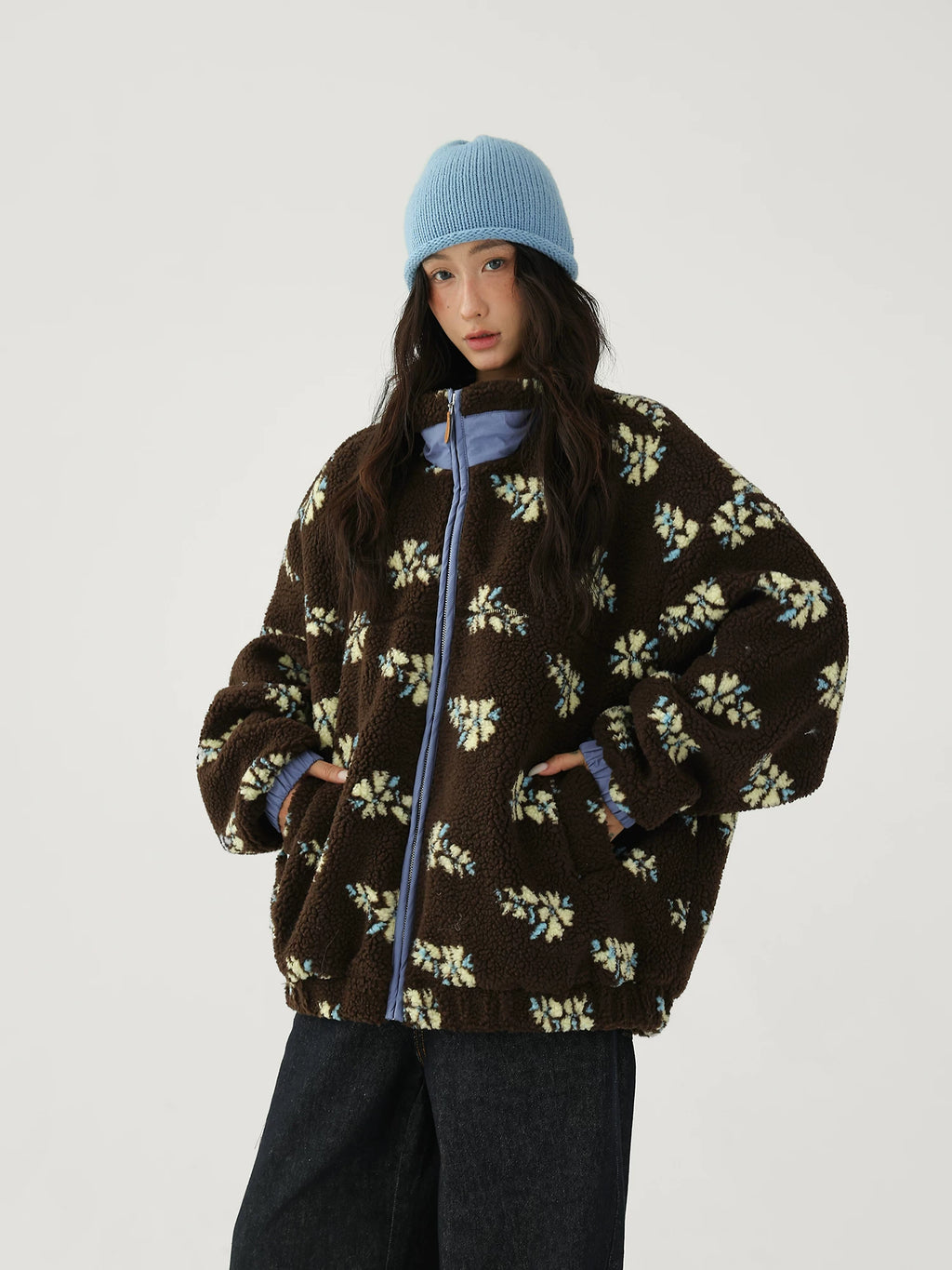 AceStudios Vintage Flower Full Print Lambwool Coat
