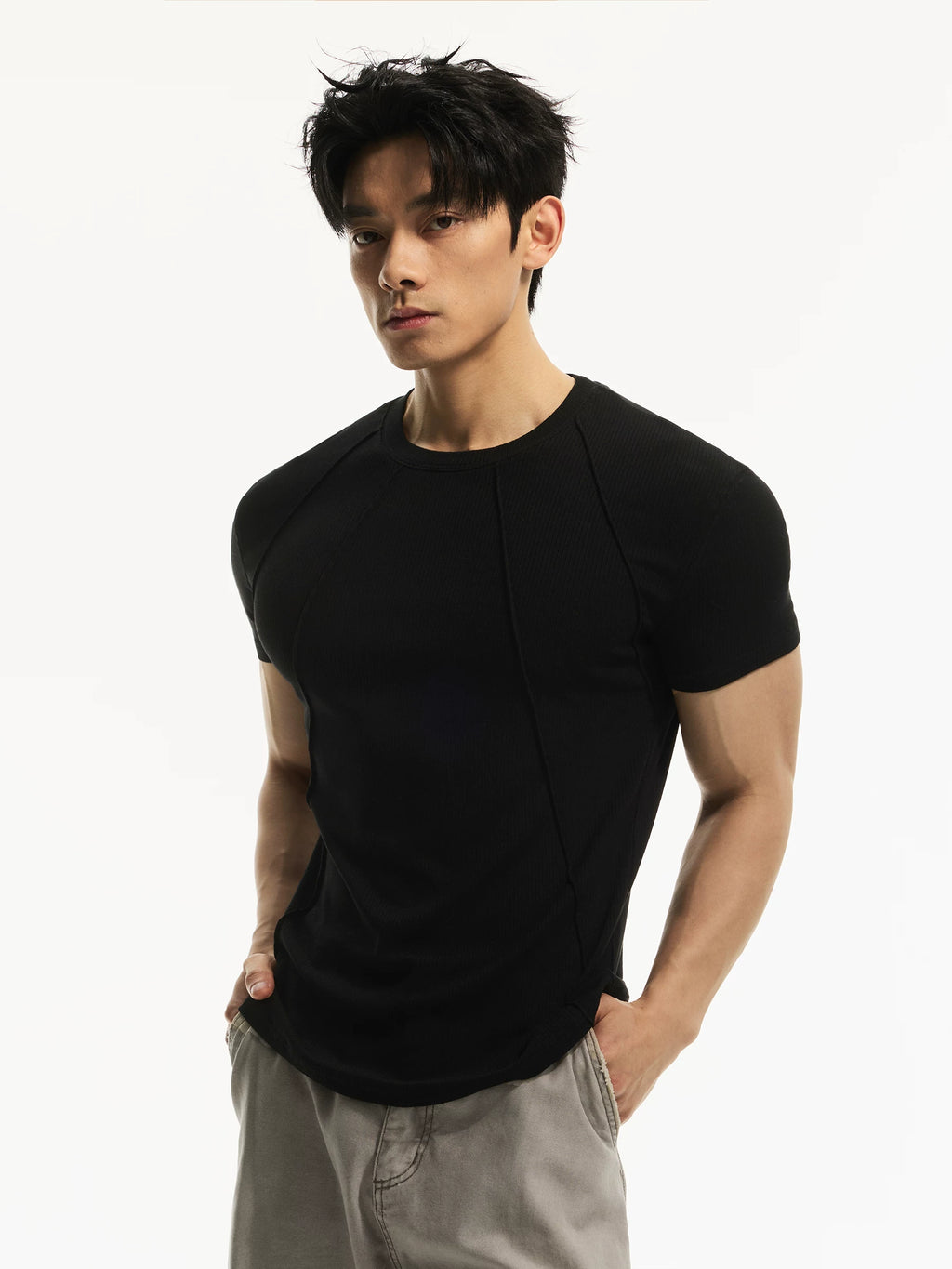 DAY NY Oblique Pleated Front Shoulder Casual Tee