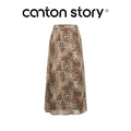 Cantonstory Vintage Slim Tee Leopard Print High Waist Skirt Set