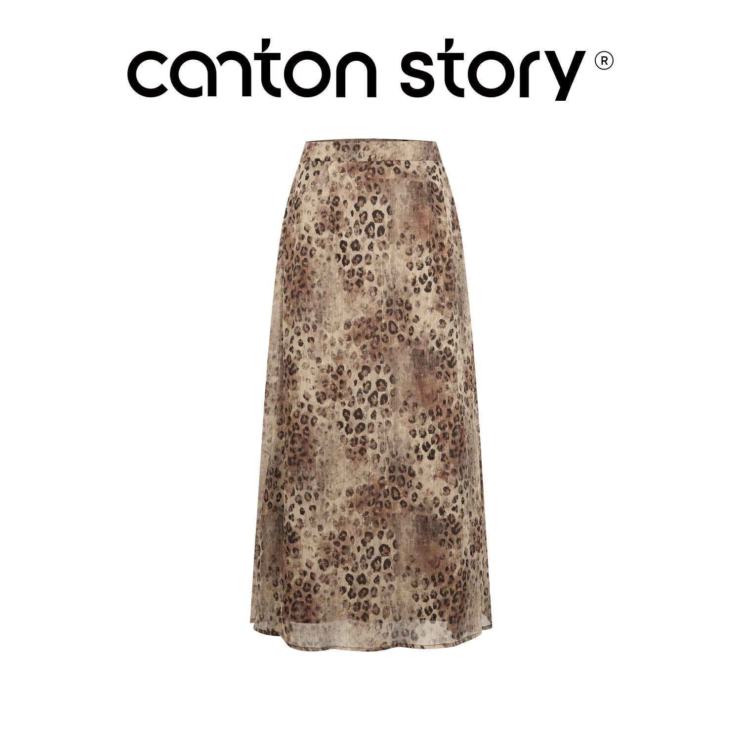 Cantonstory Vintage Slim Tee Leopard Print High Waist Skirt Set