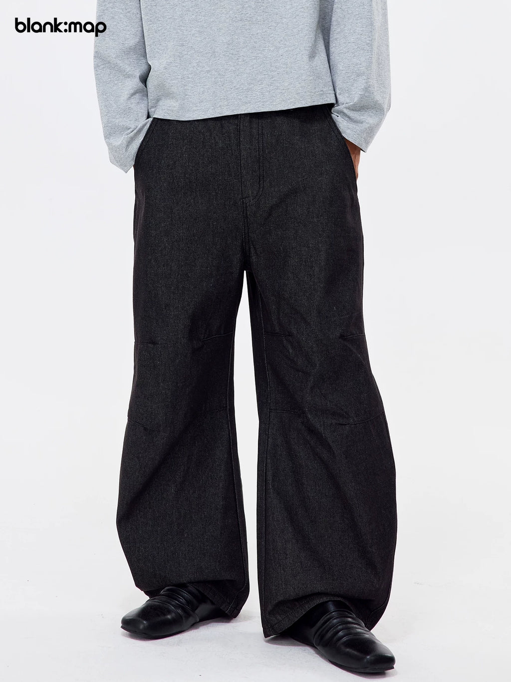 Blank Map Vintage Pleated Denim Trousers