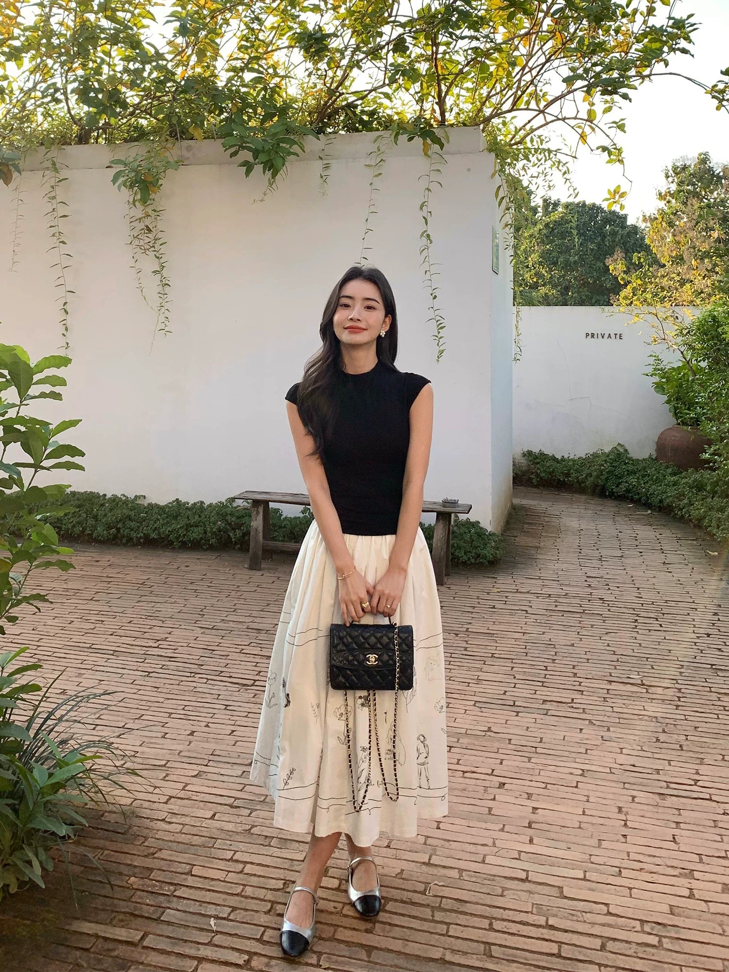 Pusumede Fun Graffiti Loose Skirt