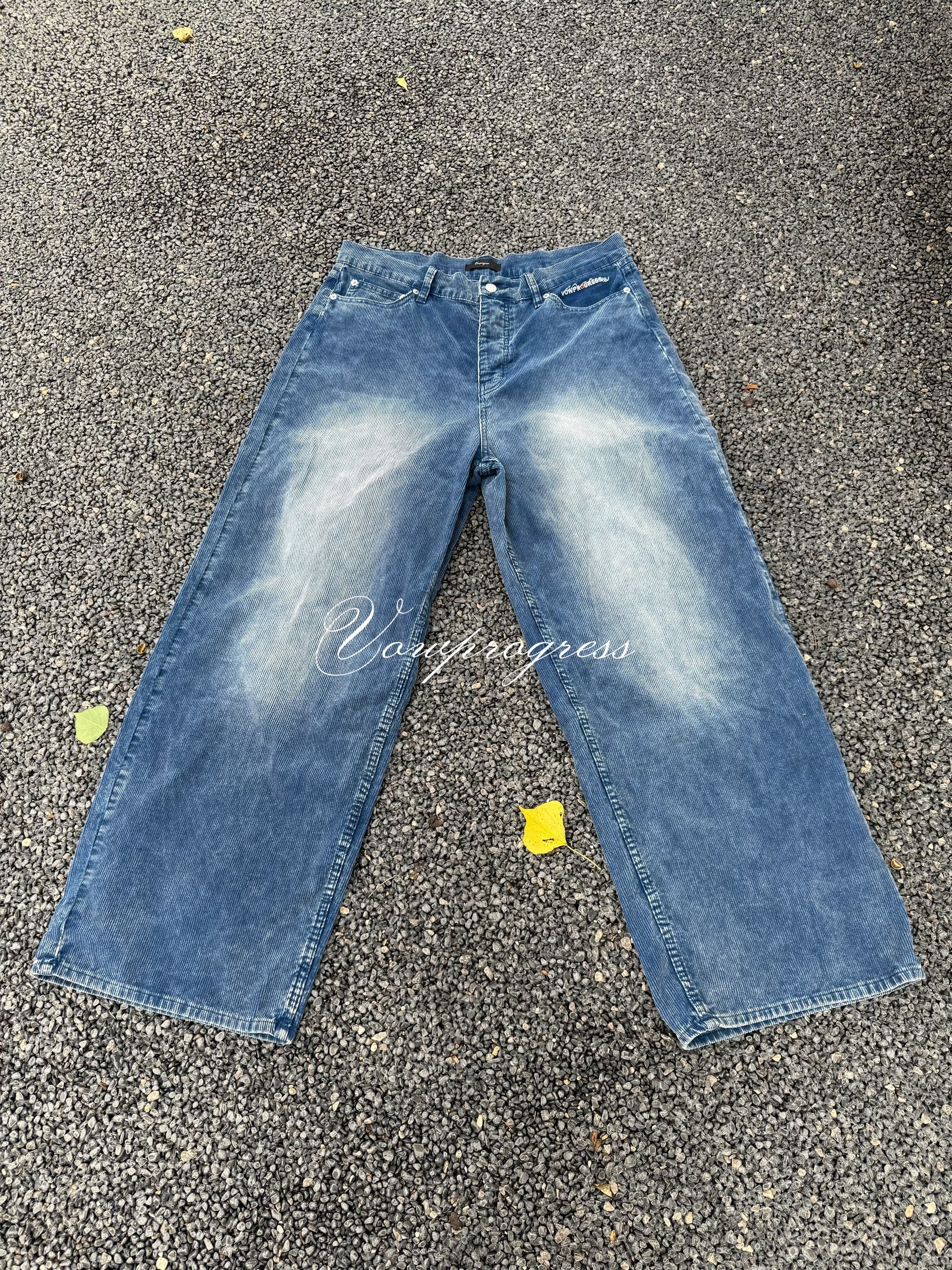 VOWPROGRESS Corduroy Embroidered Straight-leg Trousers