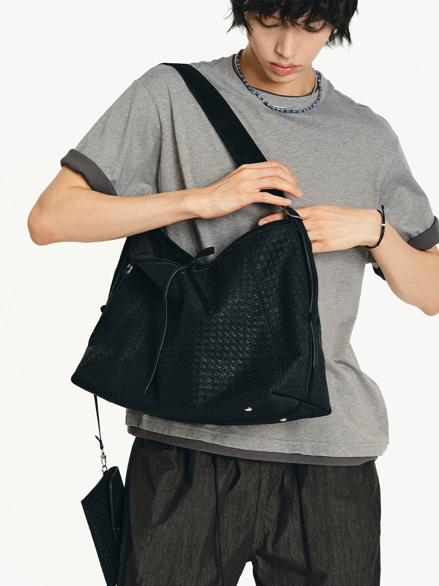 LIMPIDOCULUS Suede Woven Matte Shoulder Diagonal Span Bag