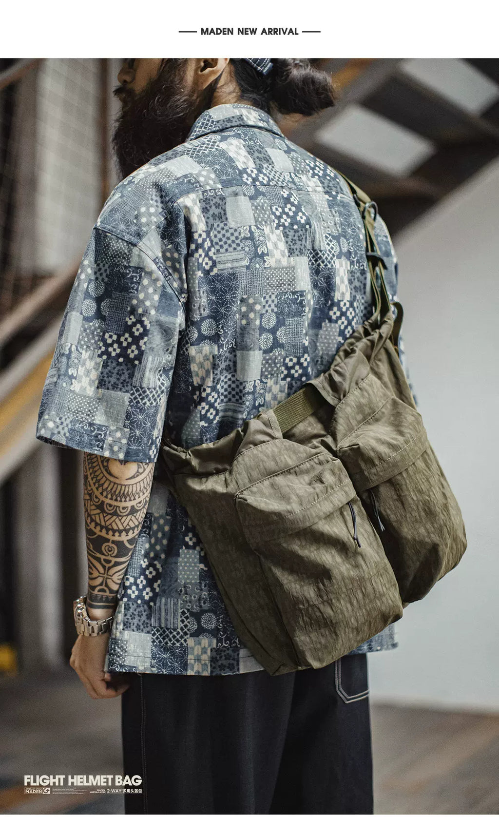MADEN Retro Camouflage Large Capacity Messenger Bag