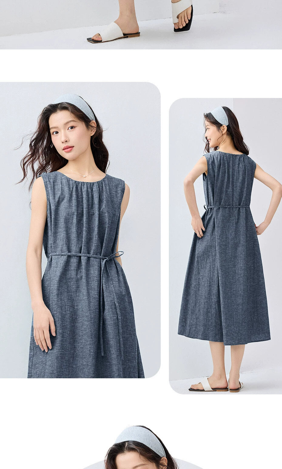 Giordano Strap-up Pleated Crew Neck Vest Dress