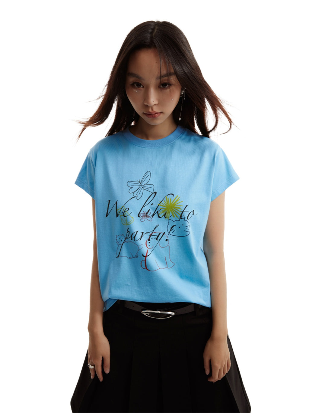 FUNKYFUN Kitten Puppy Party Print Tee