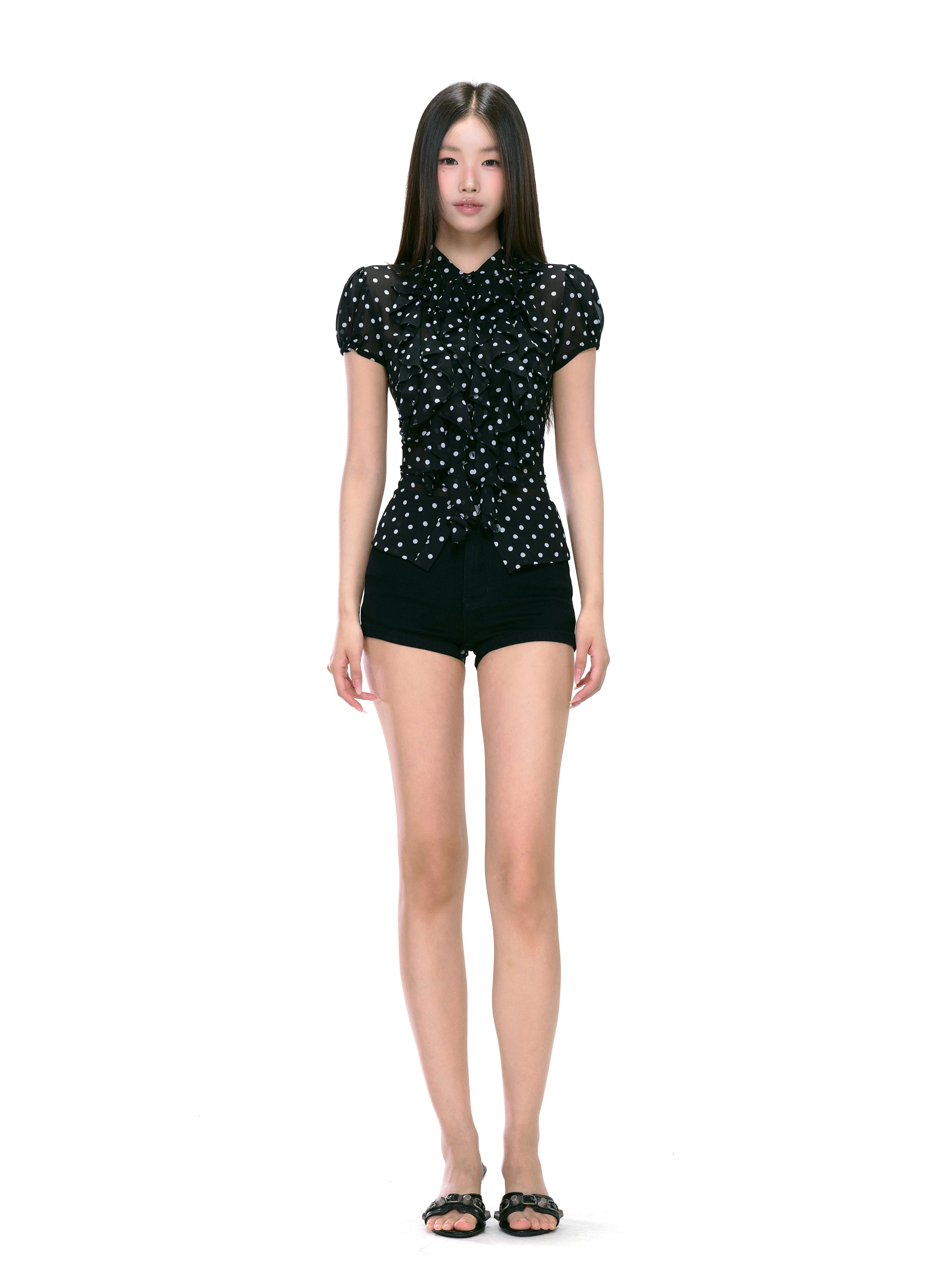 WITHMIN Waist Polka Dot Design Shirt