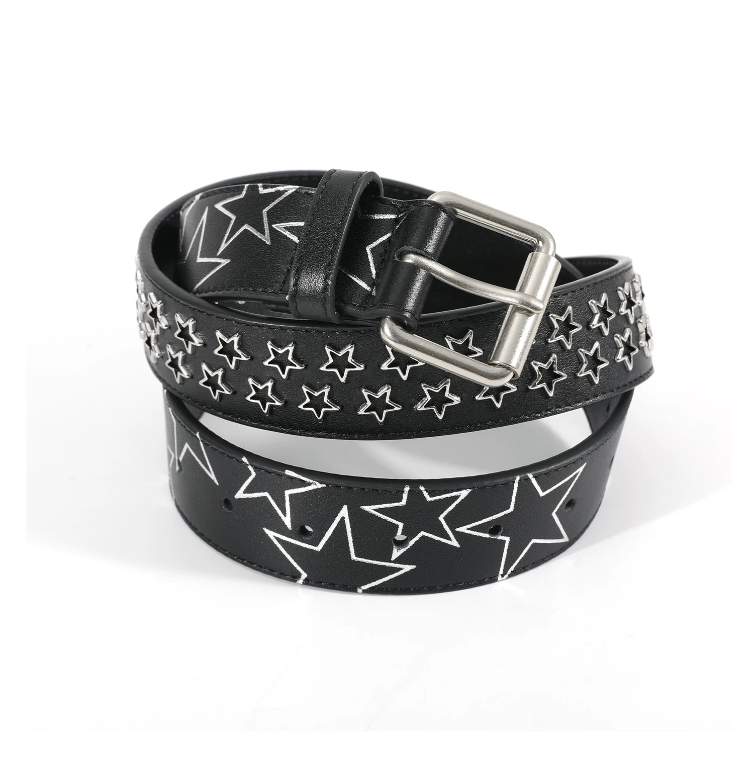 NoEmosen Pentagonal Decorative Rivet Double-sided First-layer Cowhide Belt