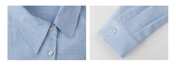 VOOE Irregular Lapel Striped Waist Shirt