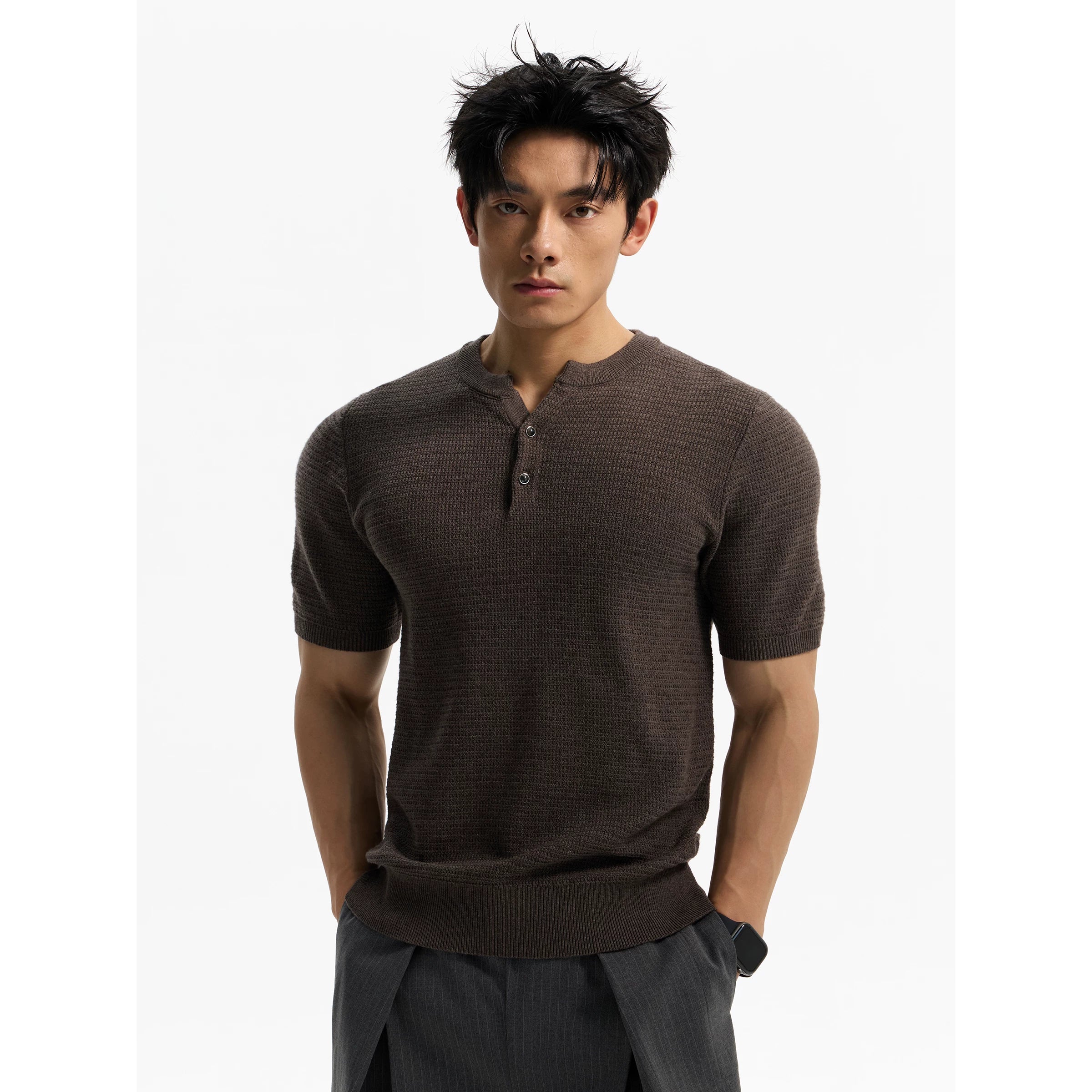 DAY NY Vintage Casual V-neck Front Shoulder Tee