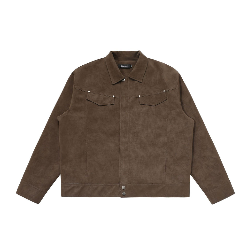 CHANYOOU Vintage Deconstructed Suede Lapel Jacket