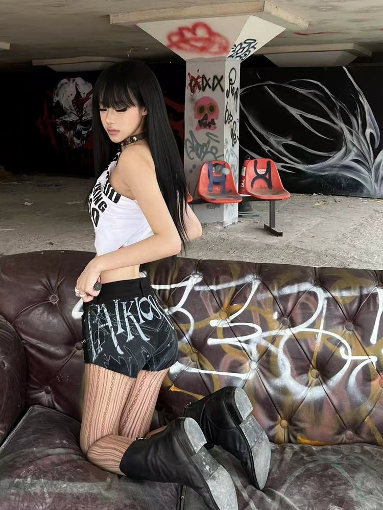 PAIKI Devil Wings Printed Mid-rise Super Shorts