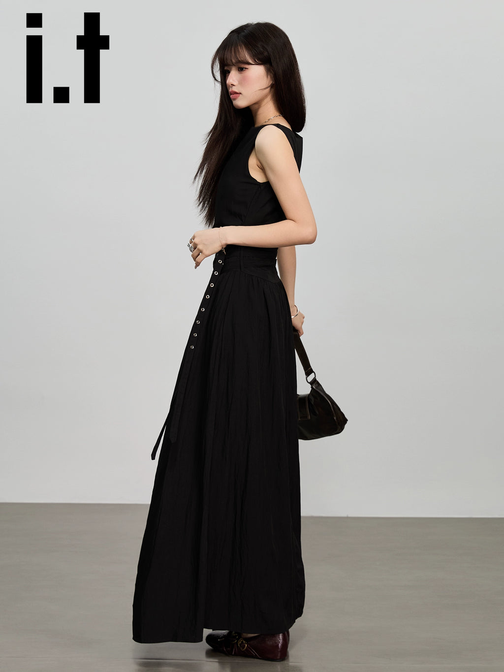 IT: CHOCOOLATE Sleeveless Vest Waist Temperament High-end Dress