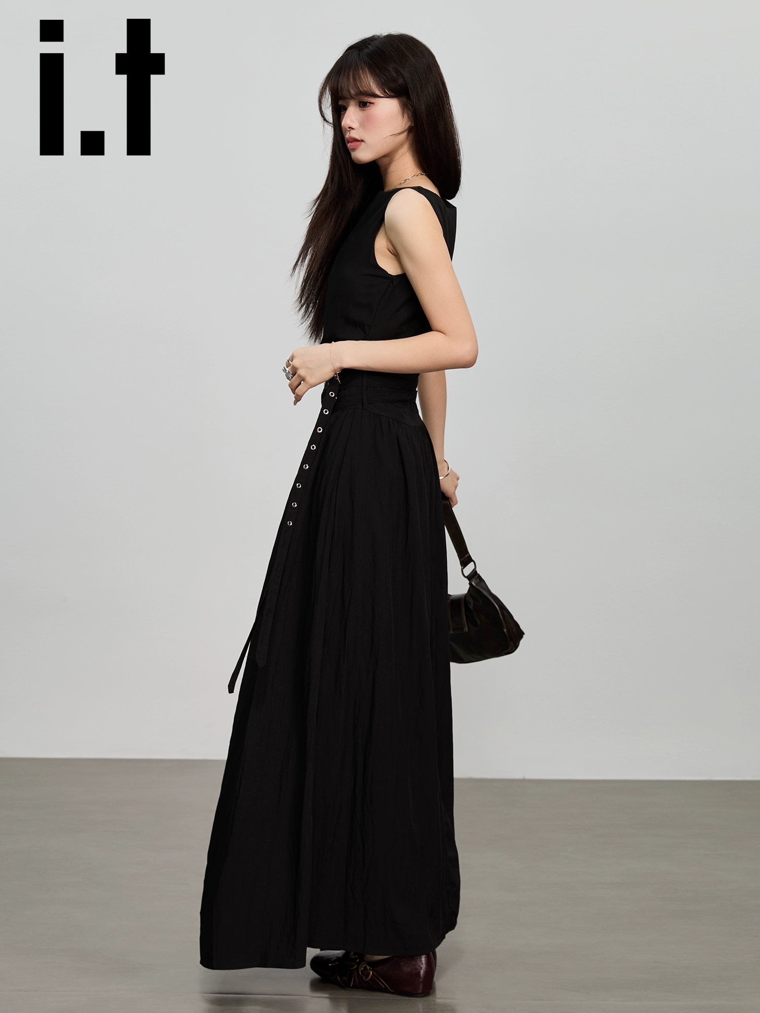 IT: CHOCOOLATE Sleeveless Vest Waist Temperament High-end Dress
