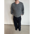 Anniehall Knitted Navy Stripe Thickened Terry Long Sleeve
