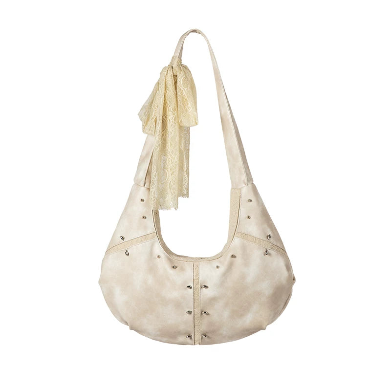 Acynmixx Lace Leather Large Capacity Shoulder Crossbody Bag