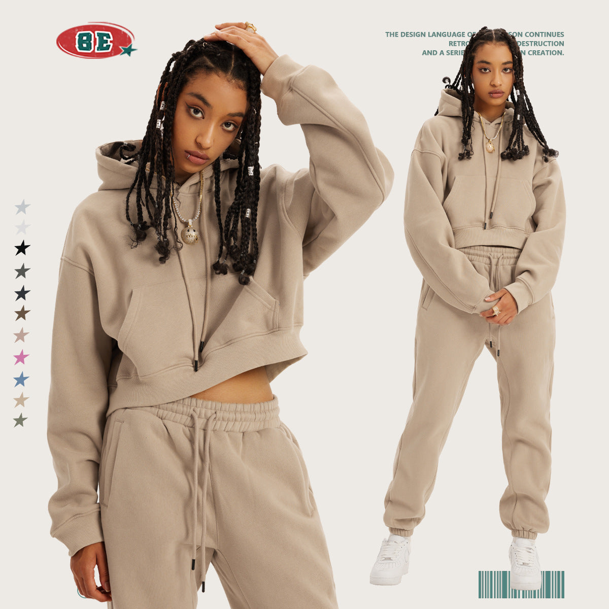 BE Fleece Thickened Spice Girl Leaking Navel Set