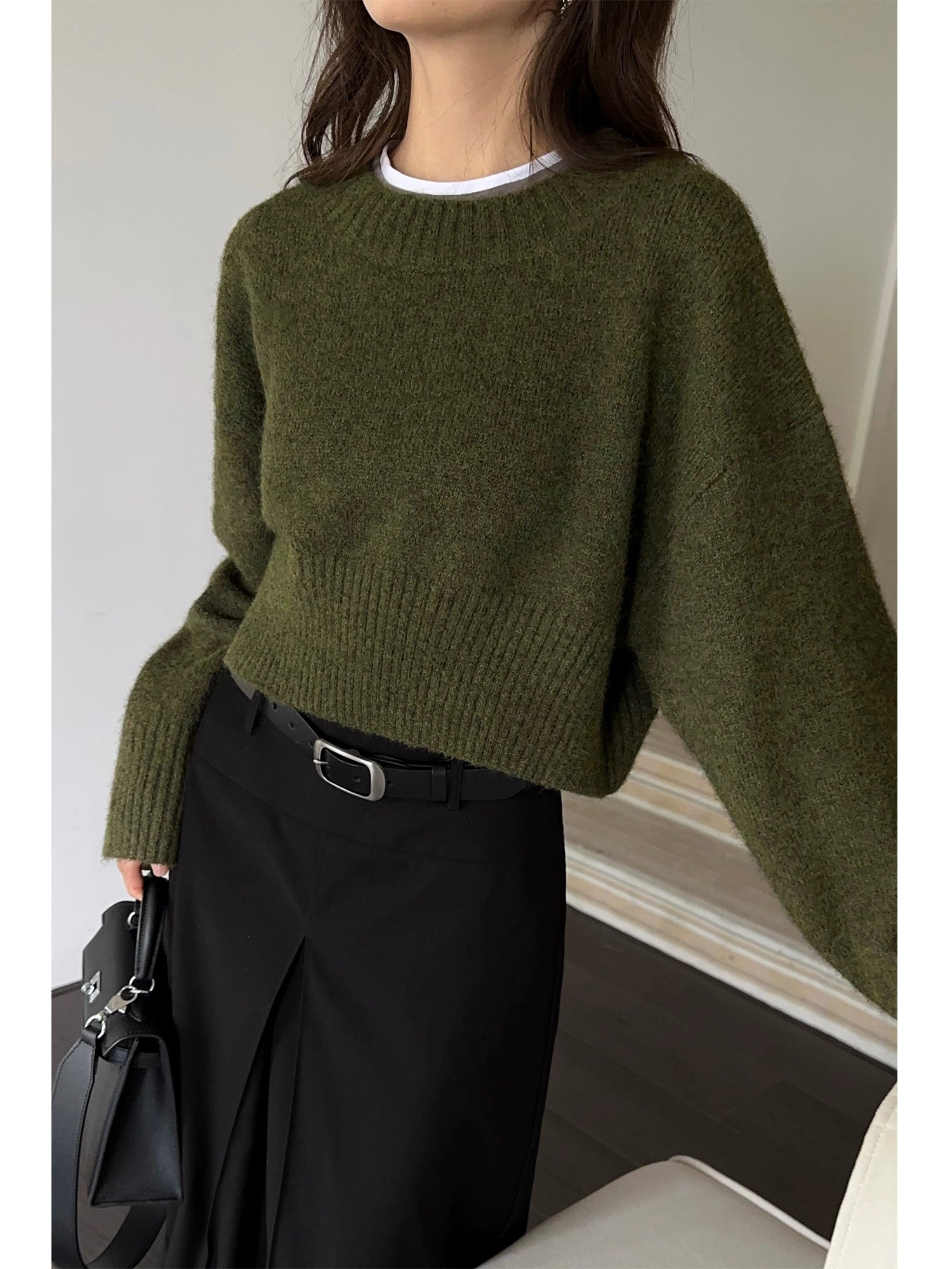 NEVA HU Short Versatile Pullover Knitted Sweater