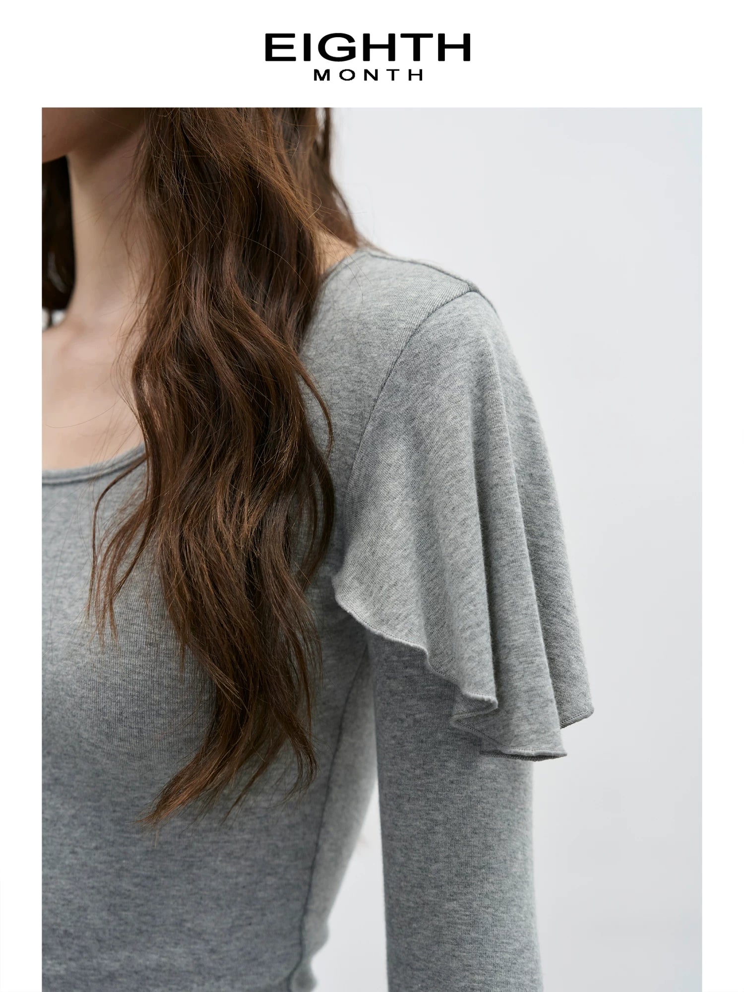 EIGHTHMONTH Lotus Leaf Sleeves Slim and Thin Long Sleeves
