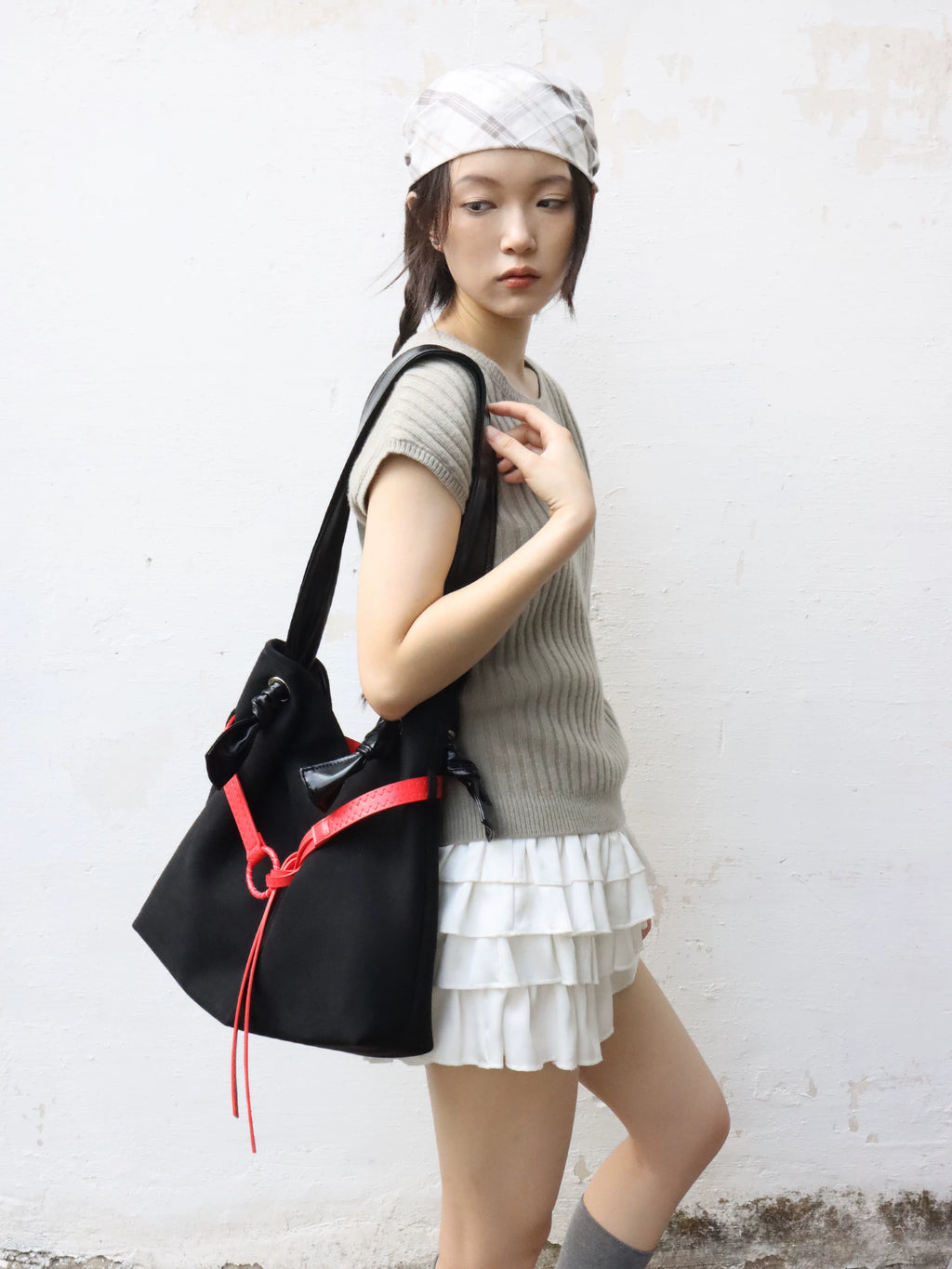 Heelwood Contrast Shoulder Large Capacity Tote Bag