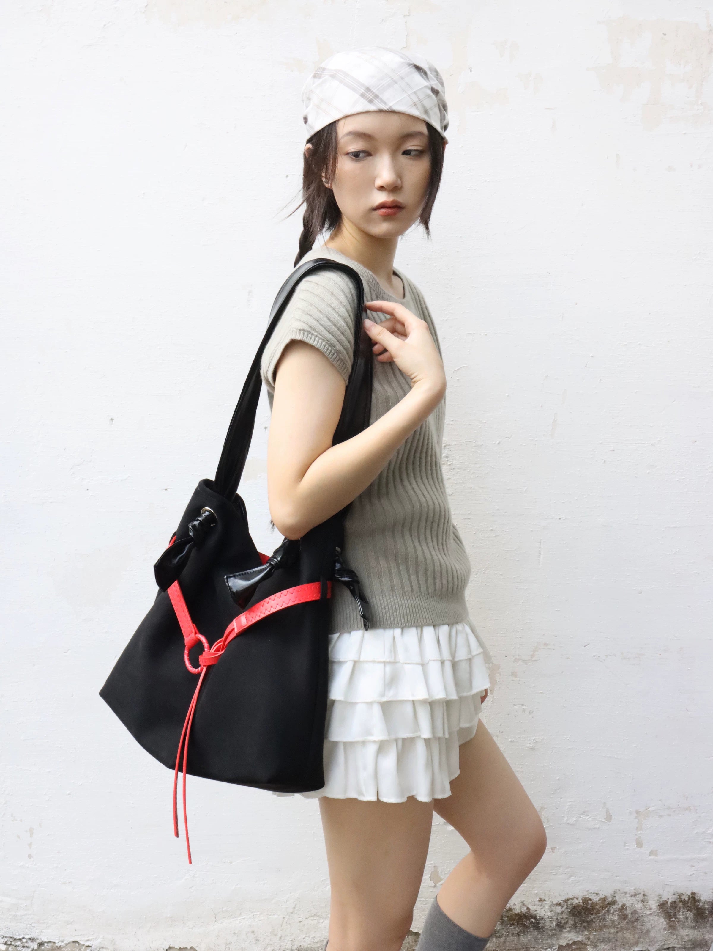 Heelwood Contrast Shoulder Large Capacity Tote Bag