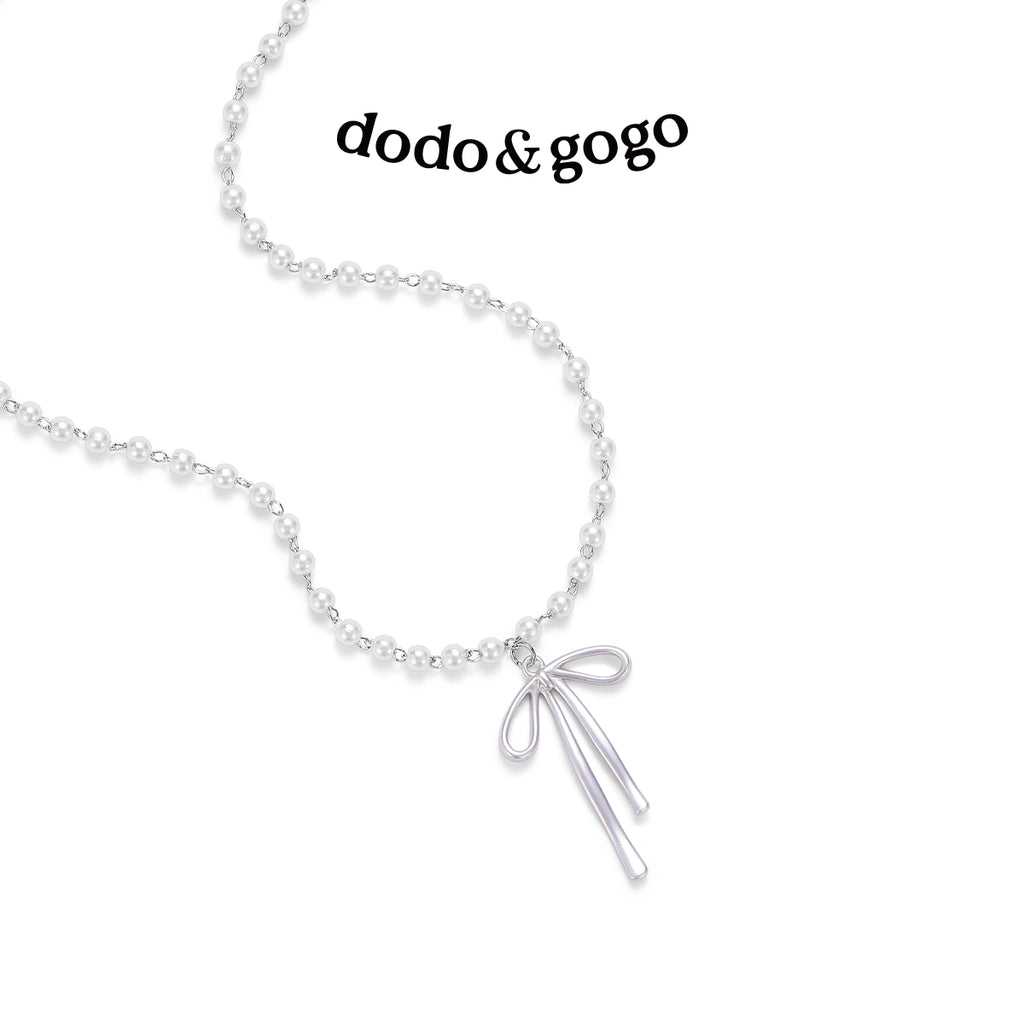 DODOGOGO Bead Chain Bow Necklace