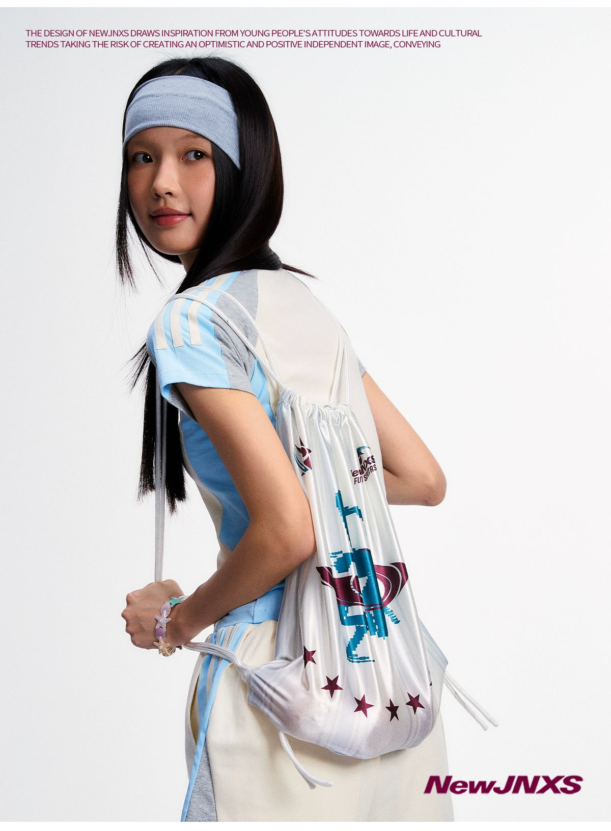 NewJNXS Crystal Forged Sports Stripe Drawstring Bag