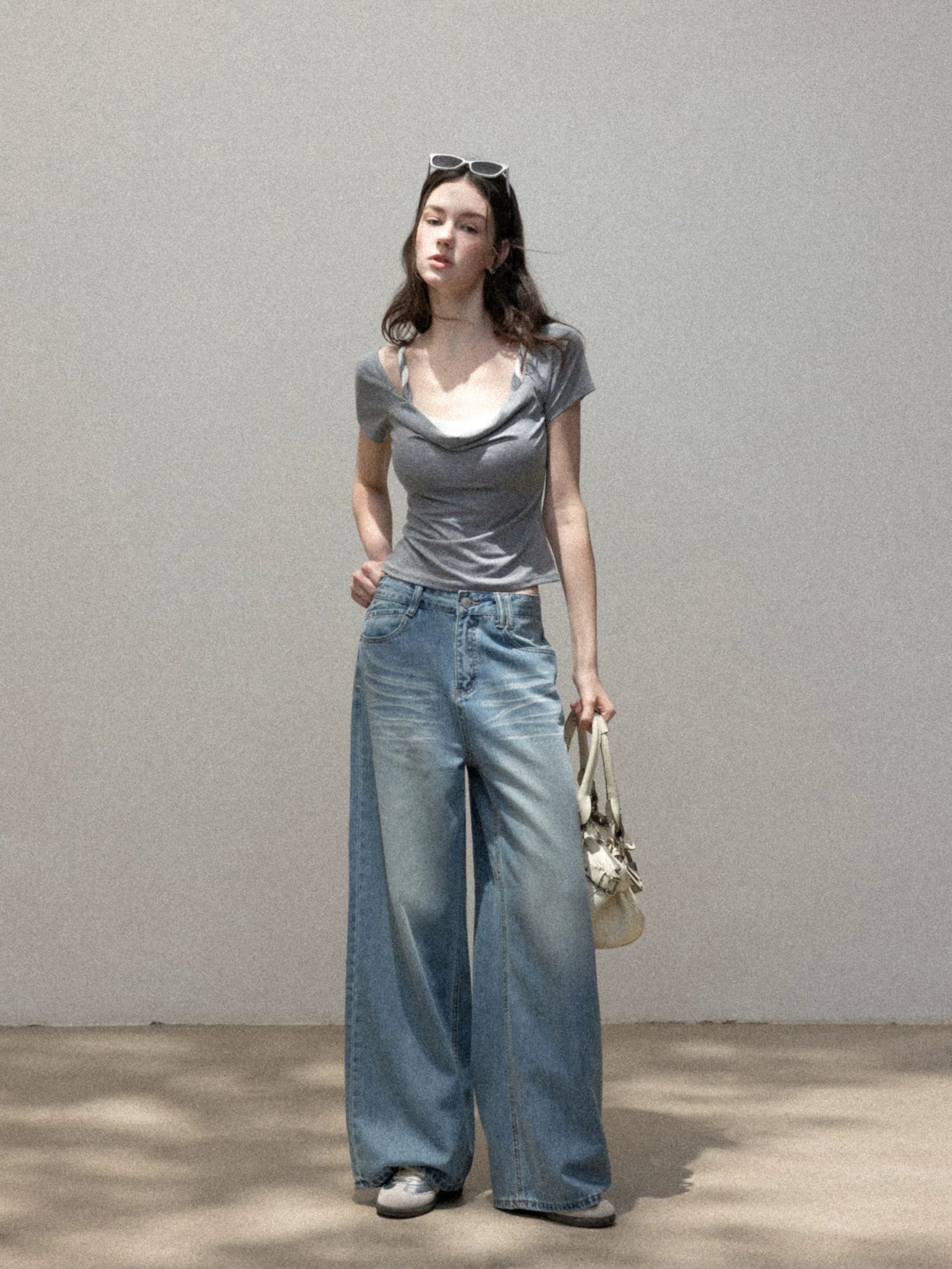 Cantonstory Vintage High Waist Wide Leg Jeans