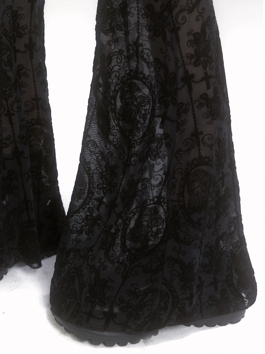 LADYGHOST Fake Two-piece Thin Dark Pants